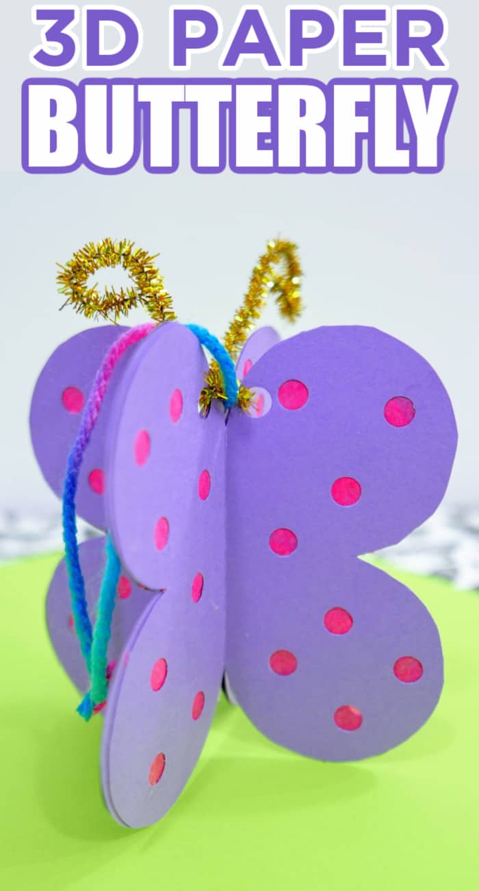 3D Paper Butterfly Craft - Made with HAPPY - Easy Spring Craft For Kids