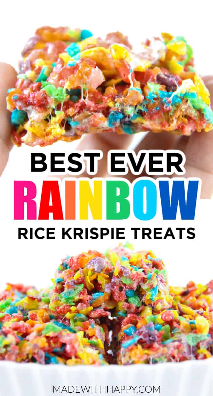 Rainbow Rice Crispy Treats Recipe - Made with HAPPY