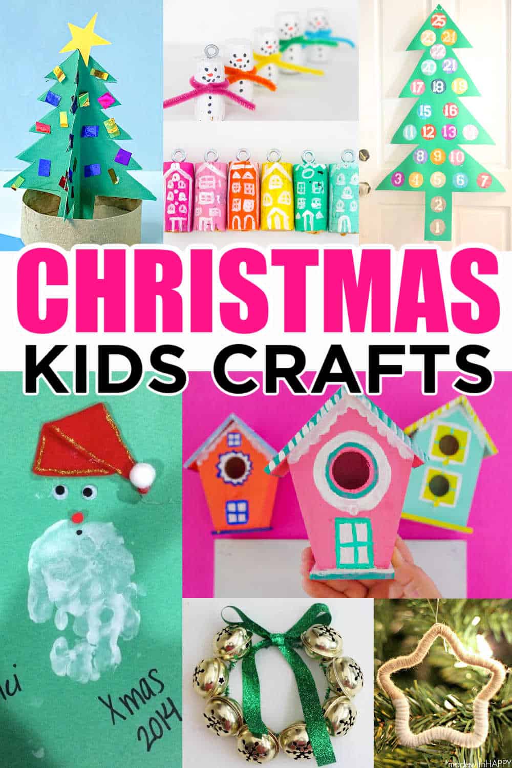 finished torn wrapping paper Christmas tree crafts - This Reading Mama