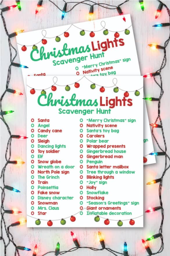 Christmas Light Scavenger Hunt Printable - Made with HAPPY