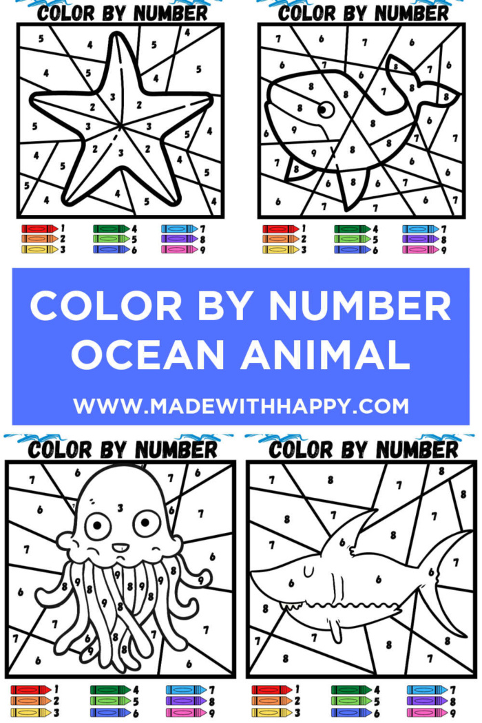 color by number ocean animals 4 free printables made with happy