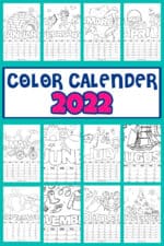 Printable Coloring Calendar 2022 - Made with HAPPY