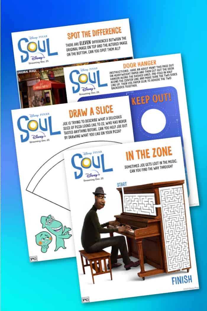 Free Printable Activity Sheets from Disney and Pixar's SOUL