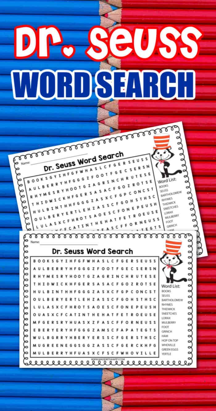 Free Printable Dr Seuss Word Search Made With HAPPY