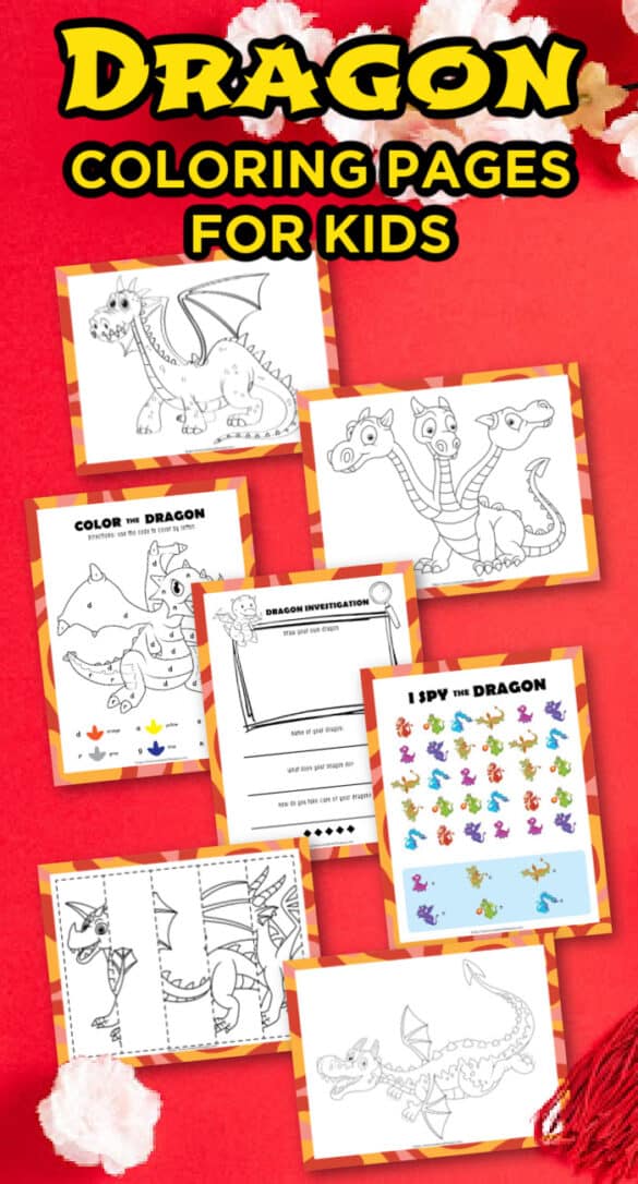 Dragon Coloring Pages For Kids - Made with HAPPY