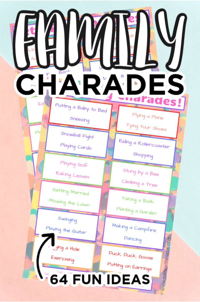Family Charades Free Printable Game Made With Happy