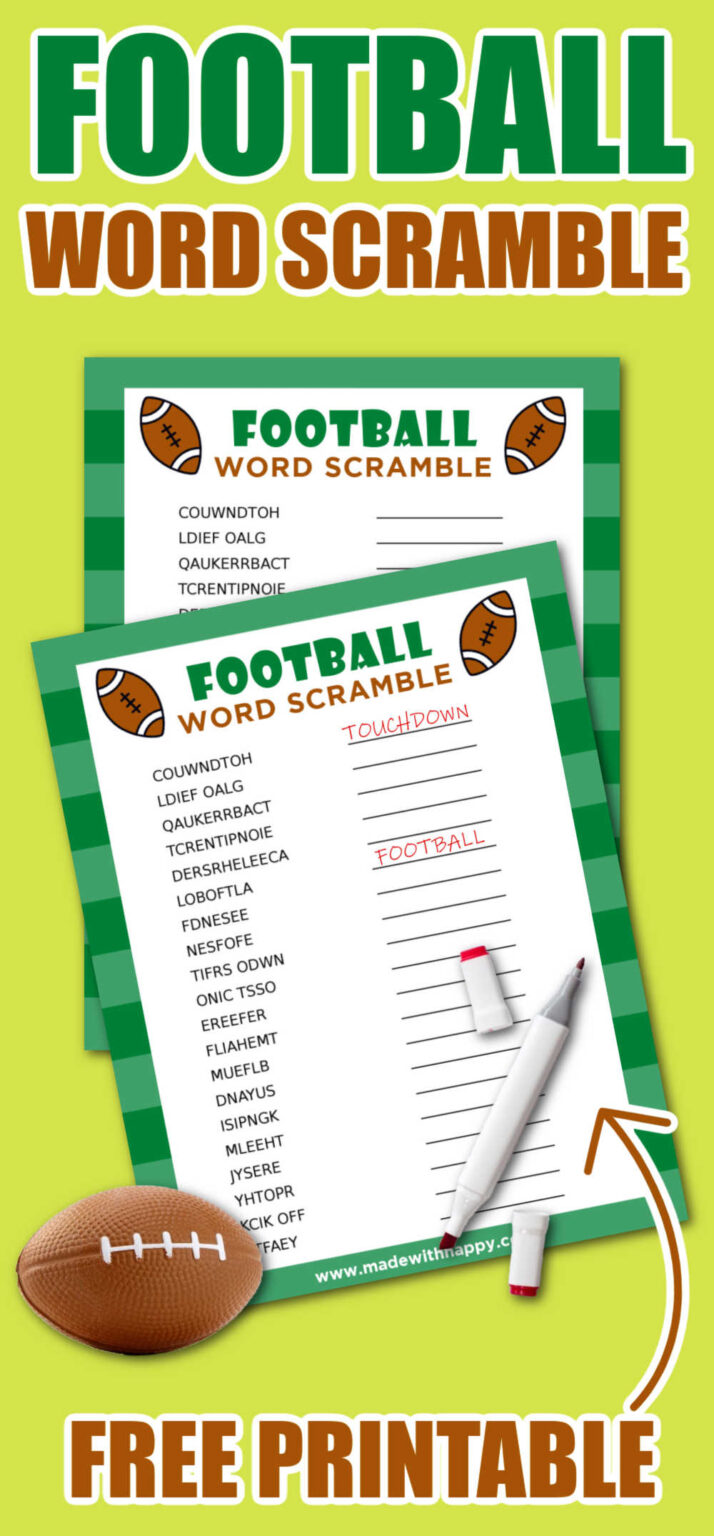 Football Word Scramble Printable - Made with HAPPY