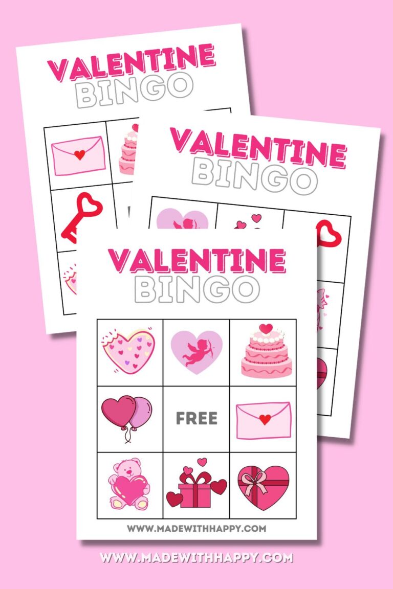 Cat Themed Free Printable Valentines Bingo - Made with HAPPY