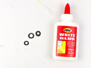 glue white circles to black circles