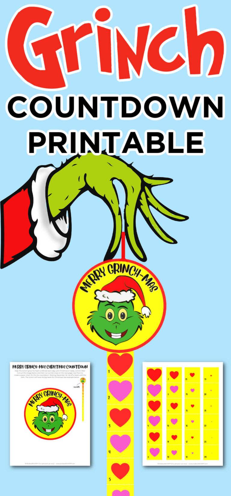 The Grinch Christmas Countdown Paper Chain - Free Printable Template