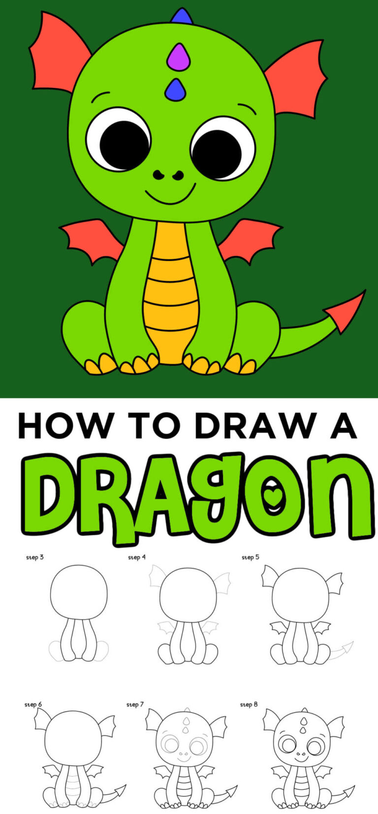 How To Draw A Cute Dragon Easy Step By Step Drawing Tutorial