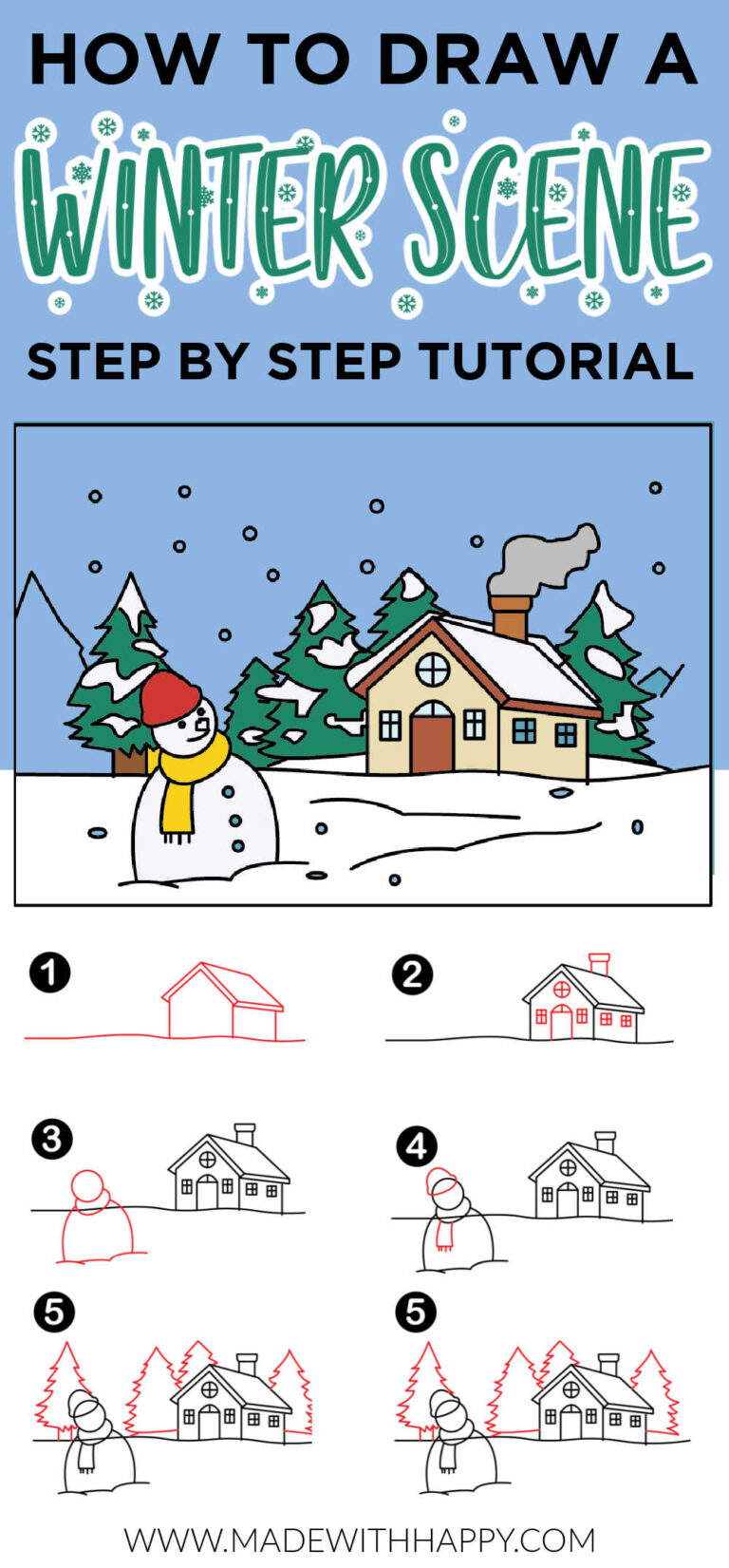 How to Draw a Winter Scene Made with HAPPY