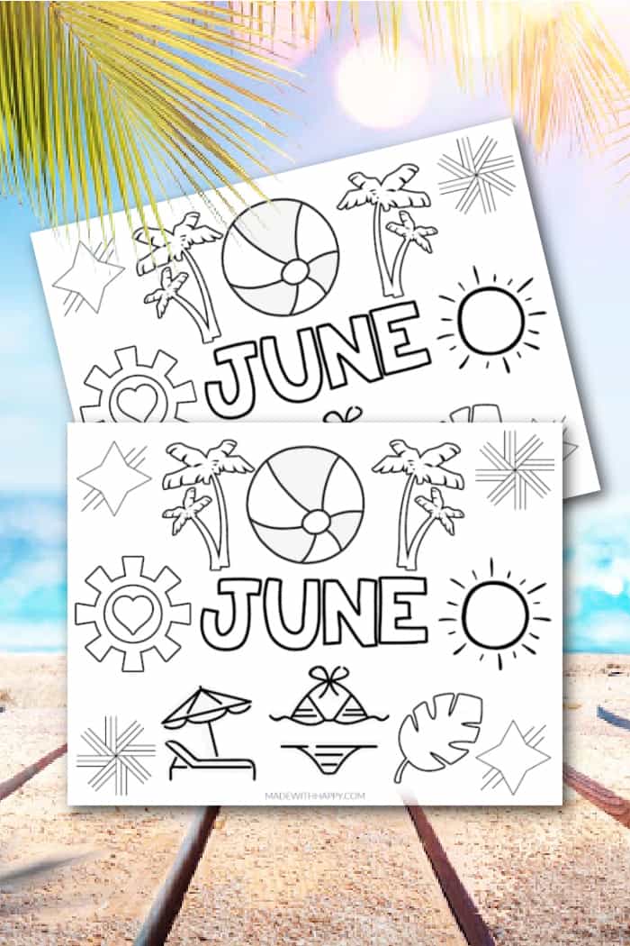 June Coloring Page Made With HAPPY Free Printable Coloring Pages