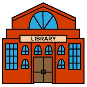 library drawing colored