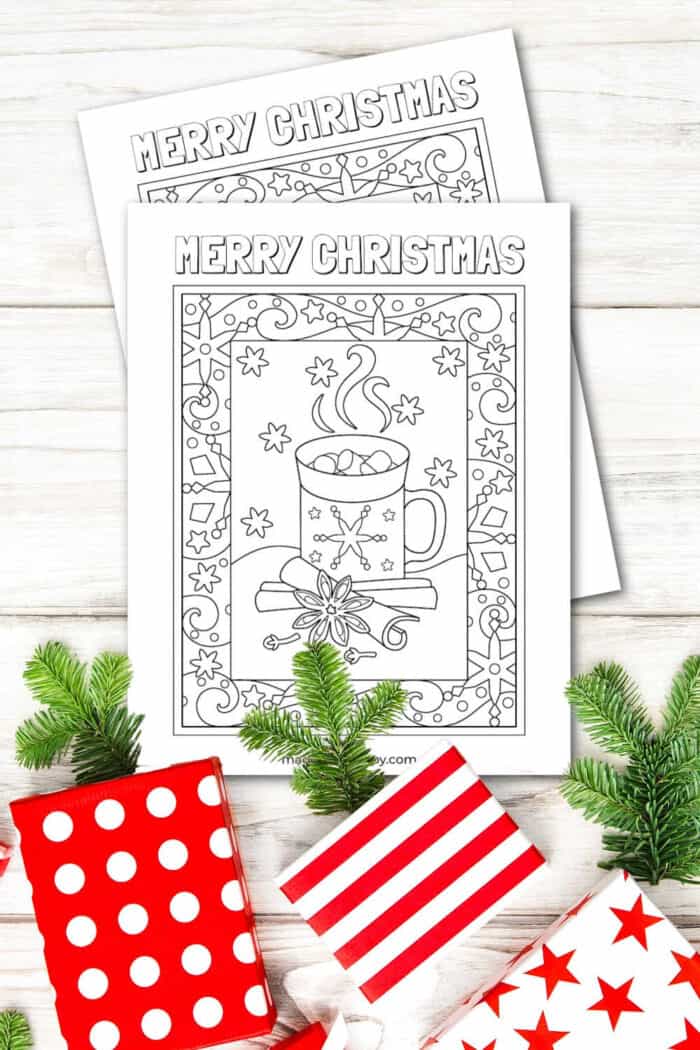 Merry Christmas Hot Chocolate Coloring Page