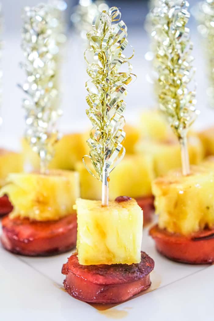 Sausage and Pineapple on a skewer