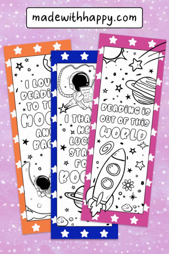 free printable bookmarks to color space bookmark made with happy