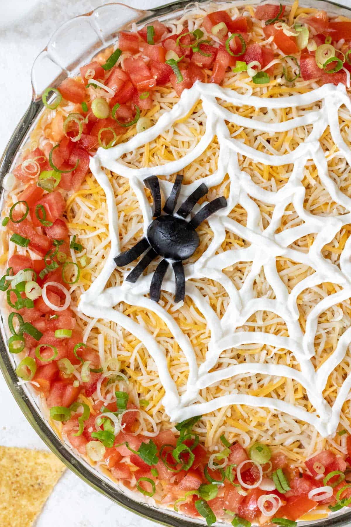 Spooky Halloween Spider Web Taco Dip