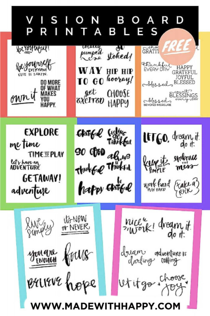 Vision Board Printables Free Inspirational Words and Phrases