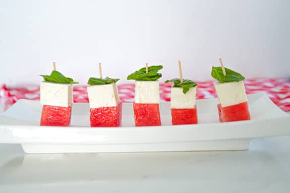 Watermelon Feta Basil Salad On a Stick - Summer Appetizer