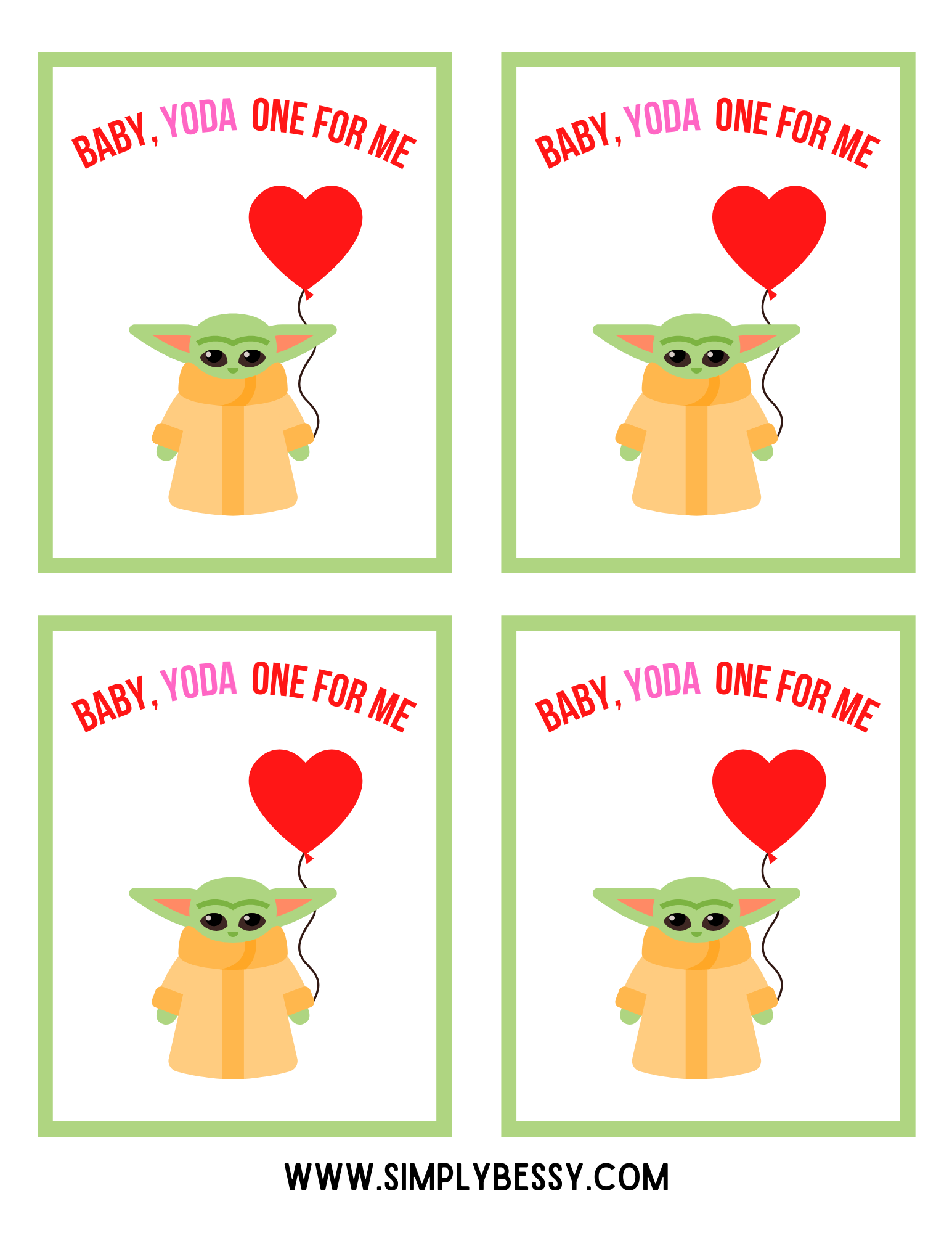 Spread some Baby Yoda love with these free printable Disney Valentines! -  Inside the Magic