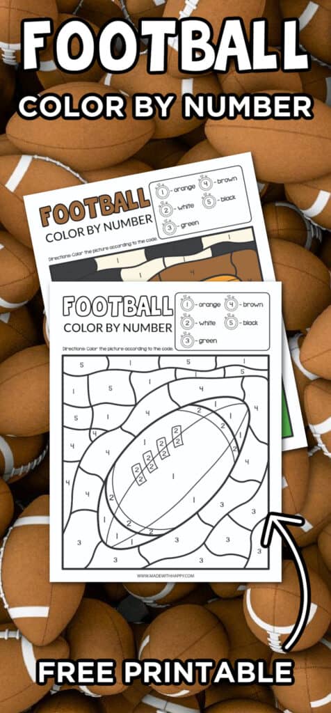 FREE Football Color By Number Printable - Made with HAPPY