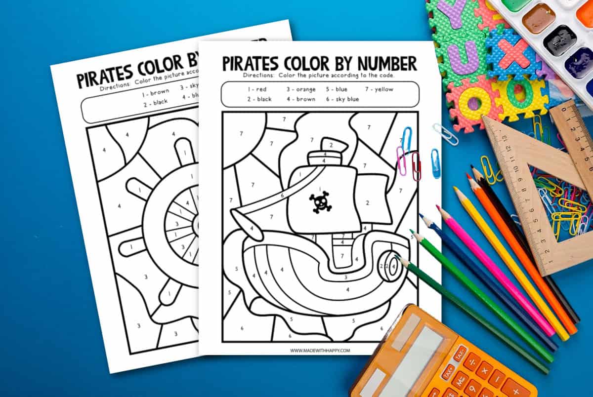 color by number printable pirate