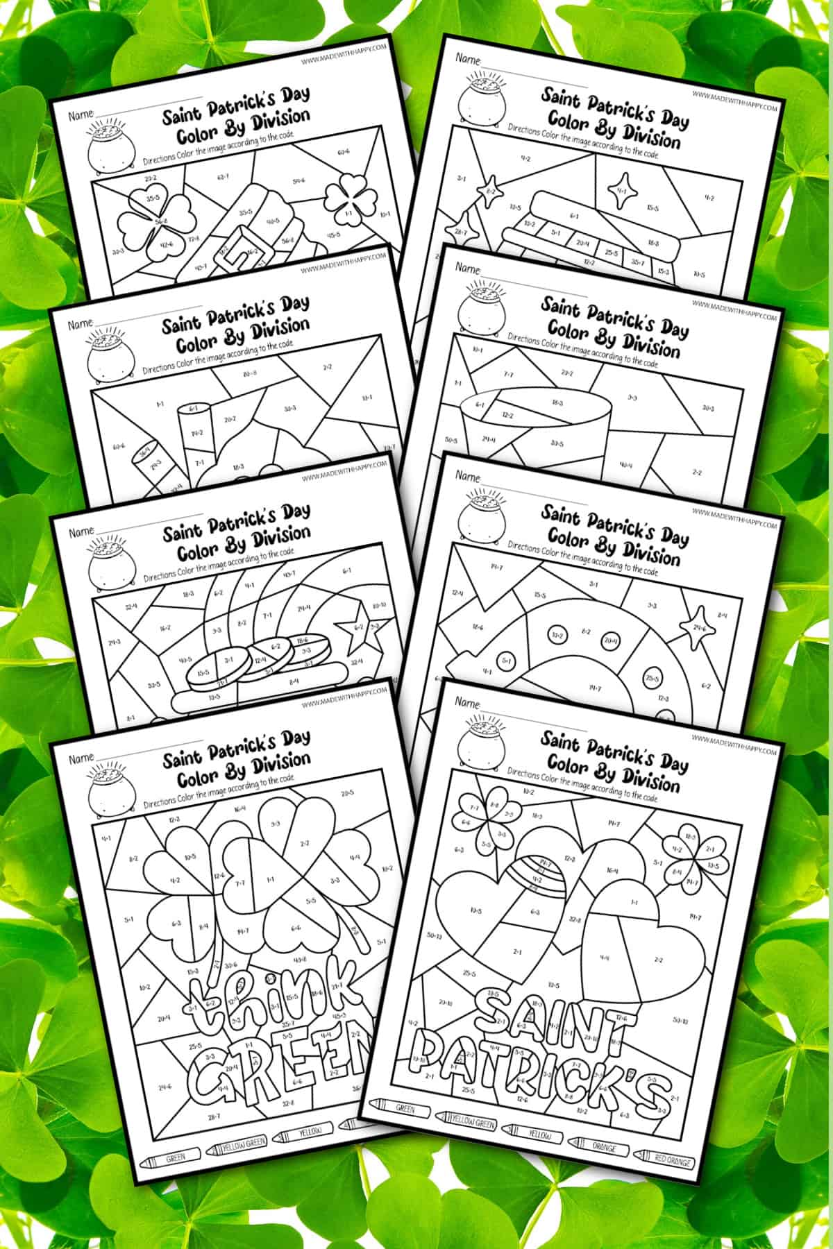 St Patrick s Day Color By Number Division FREE Printable Made With
