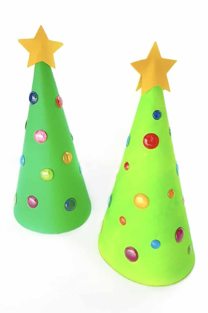 Paper Cone Christmas Tree Craft with Free Printable Template