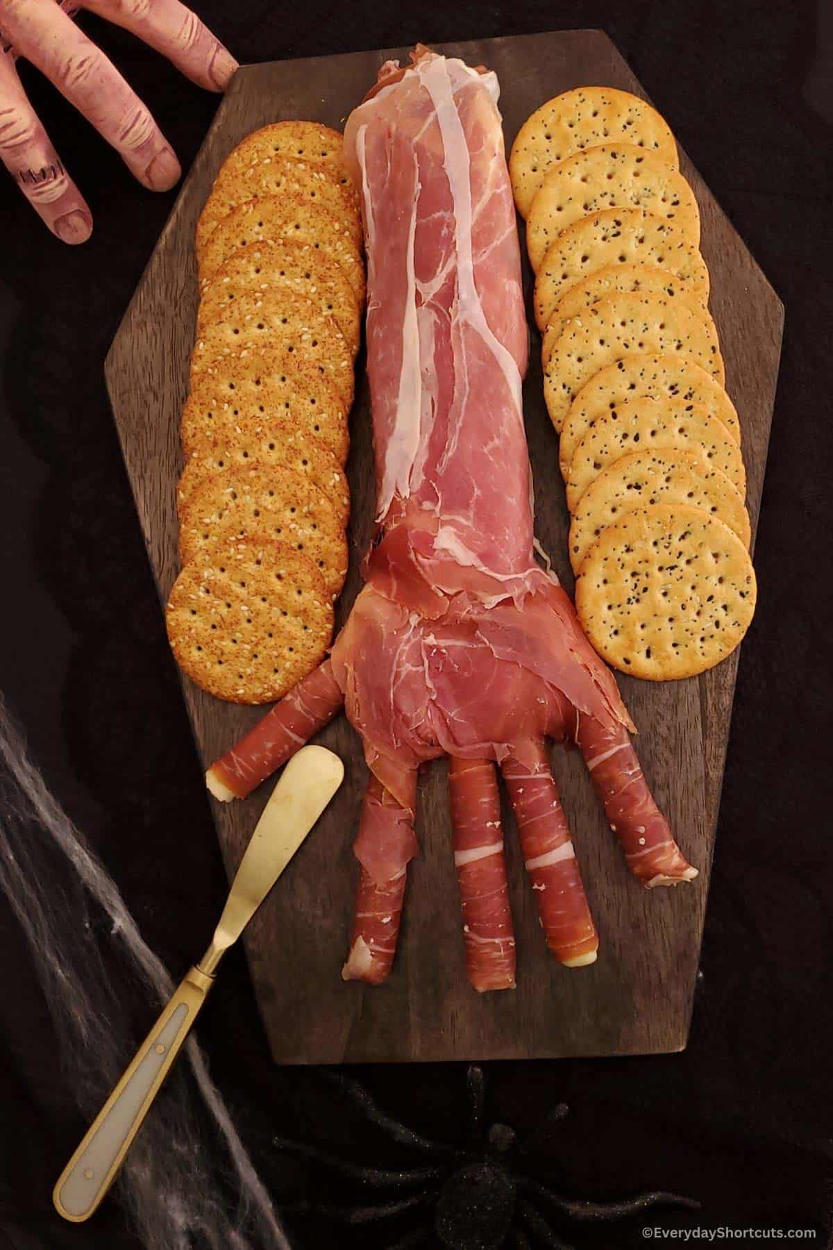 creepy halloween hand appetizer