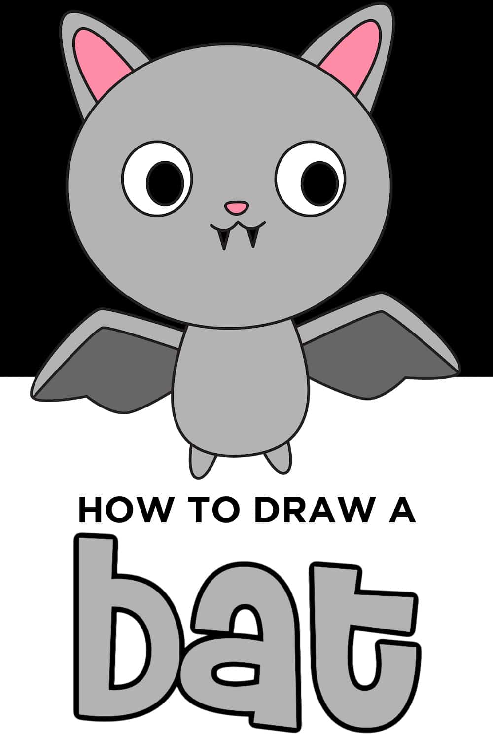 Cute bat drawing - for kids Get ready to work on this super cute bat drawing  tutorial! Perfect with these easy step-by-step instructions that will have  you drawing adorable bats in no