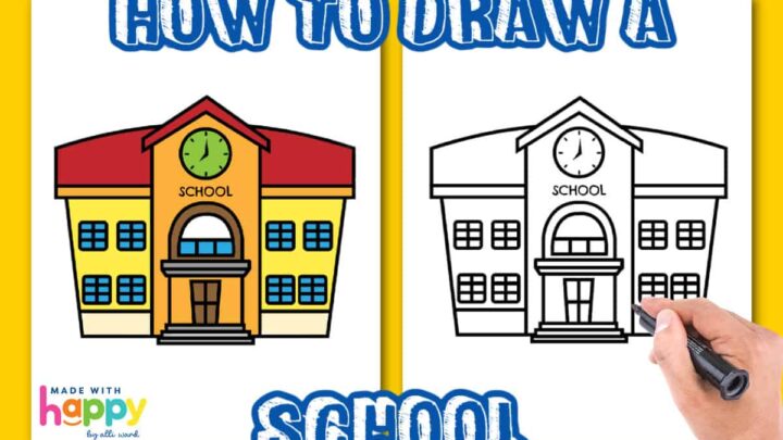 School drawing for kids || how to draw a school || school drawing step by  step - YouTube