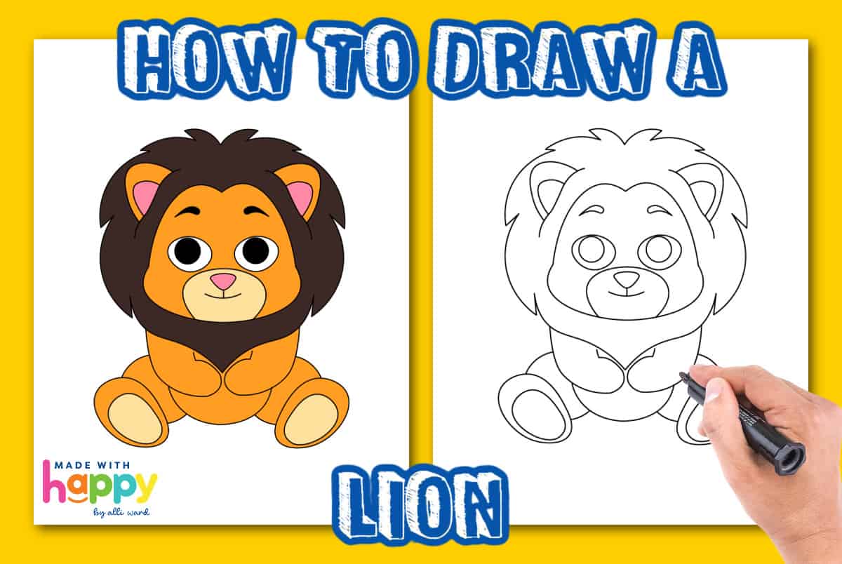lion drawing step by step