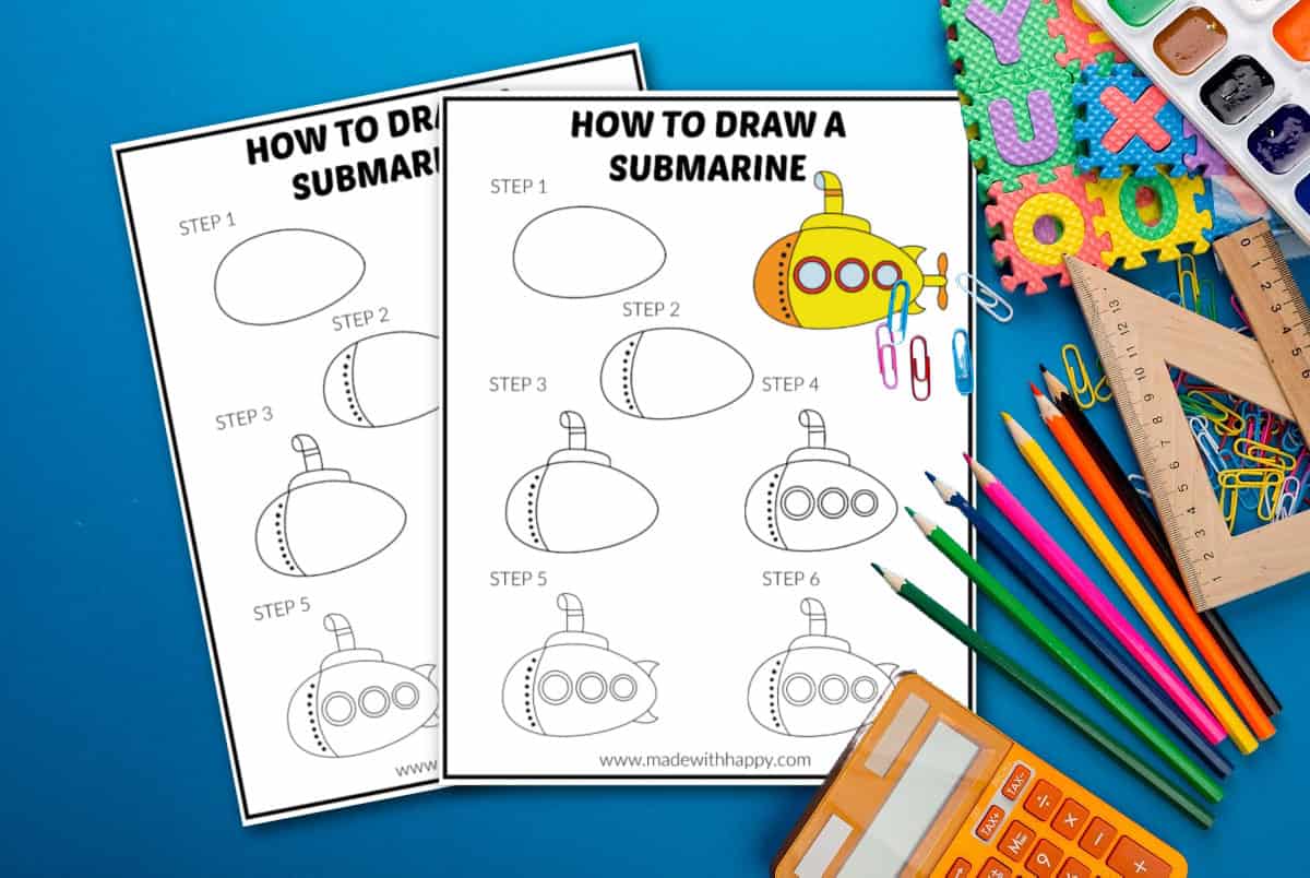 easy submarine drawing