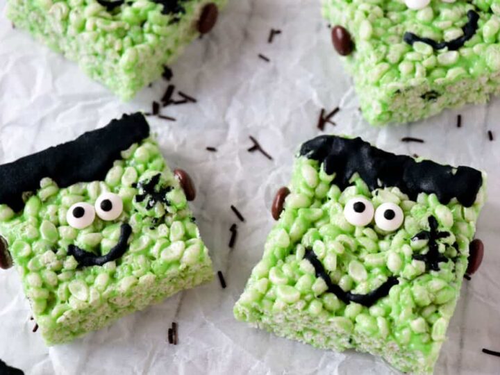 Easy Frankenstein Rice Krispie Treats For Halloween - Made with HAPPY