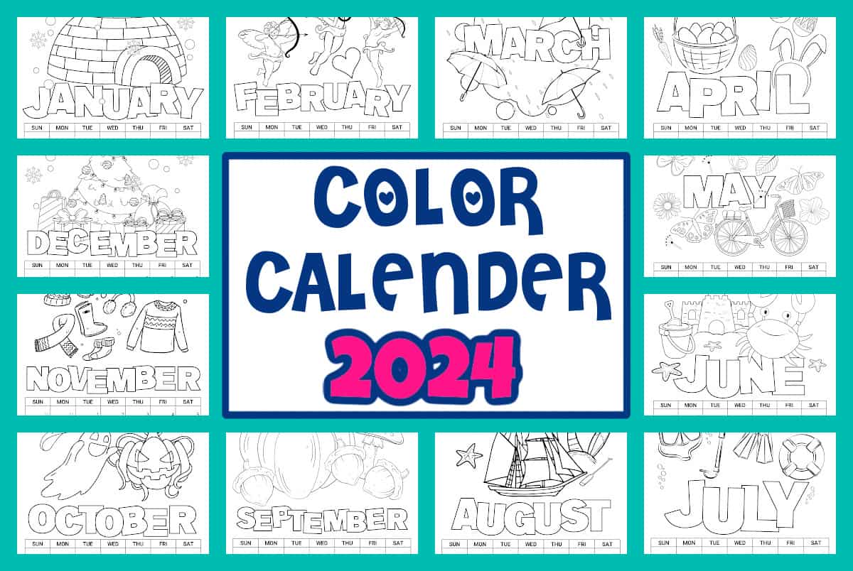 2024 Calendar Printable Free Cute Coloring Pages 2024 Calendar With