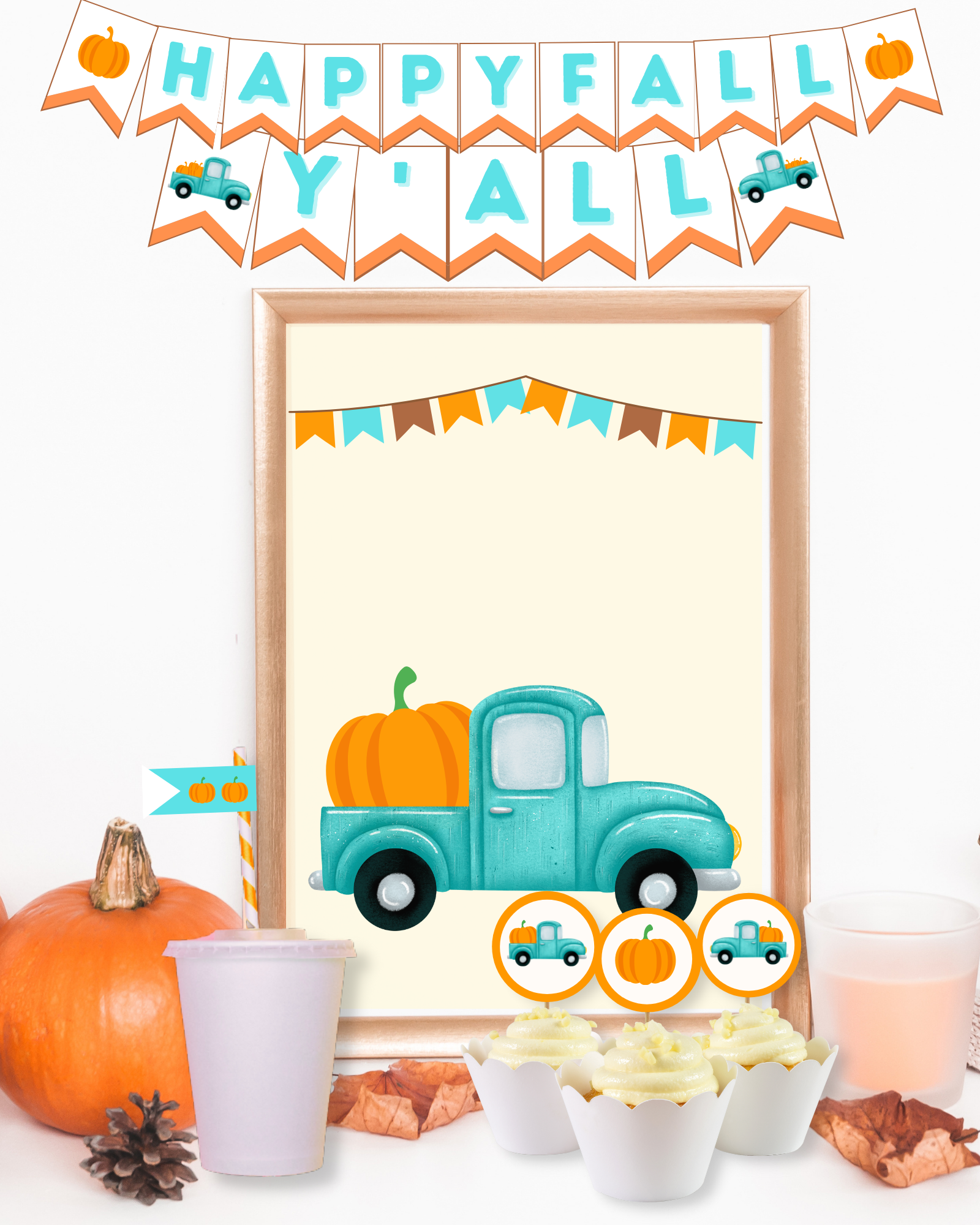Little Pumpkin - Paper Straw Decor - Fall Birthday Party or Baby