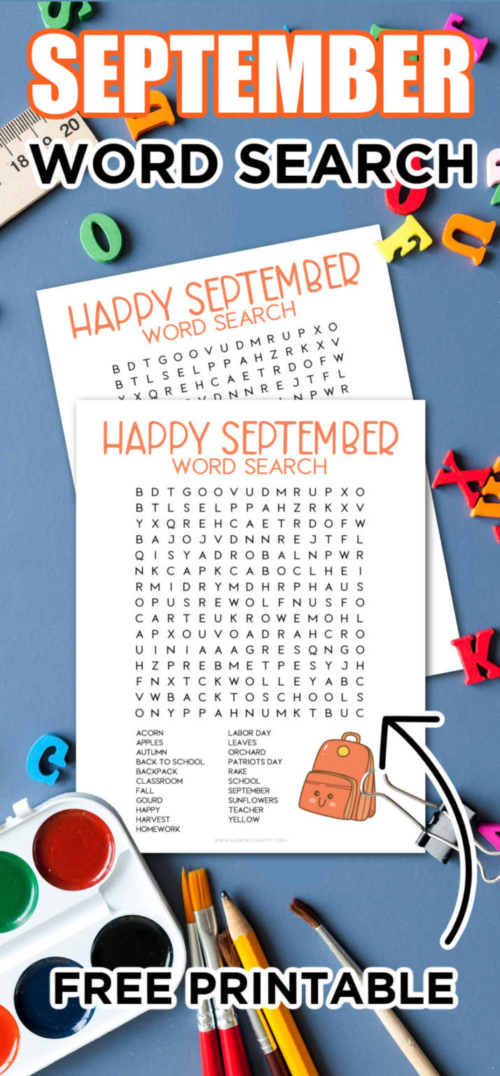 Free September Word Search Puzzle Printable Made with HAPPY