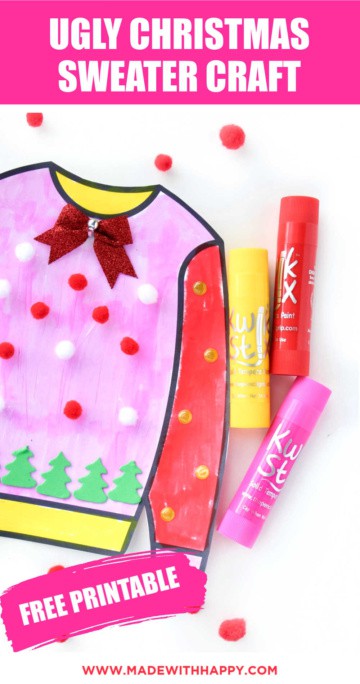 Kids Ugly Christmas Sweater Craft - Made with HAPPY