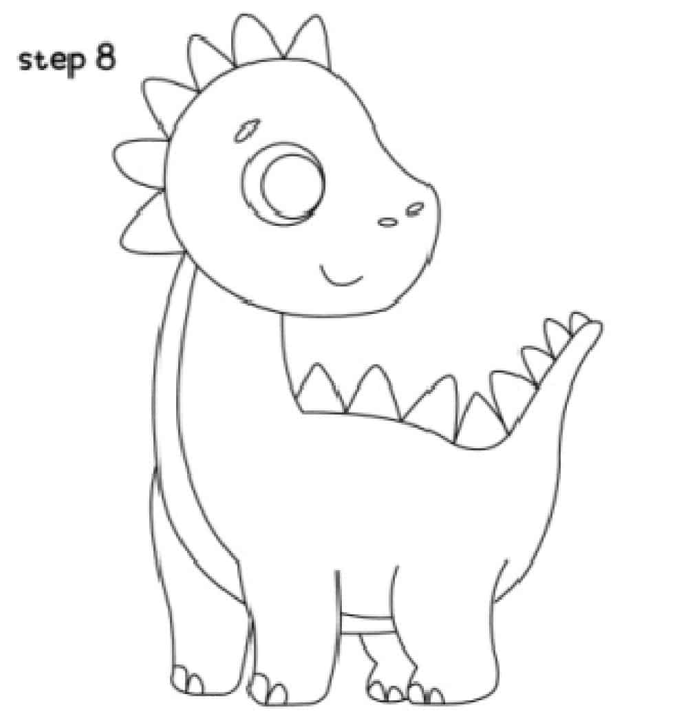 vector drawing of cute dinosaur for coloring book 17684513 Vector Art at  Vecteezy