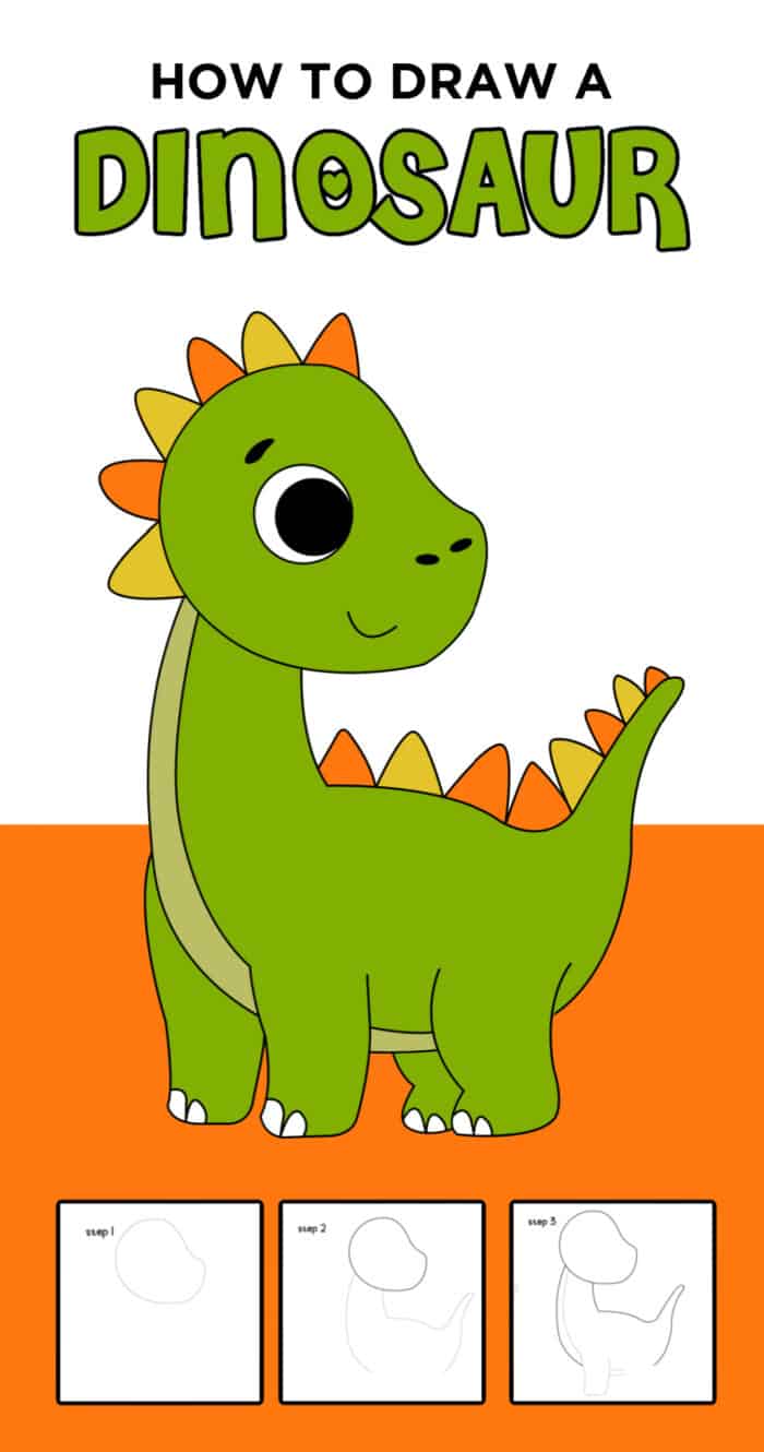 how to draw a cute baby dinosaur