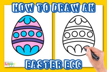 How To Draw an Easter Egg - Easy Step By Step Tutorial - Made with HAPPY