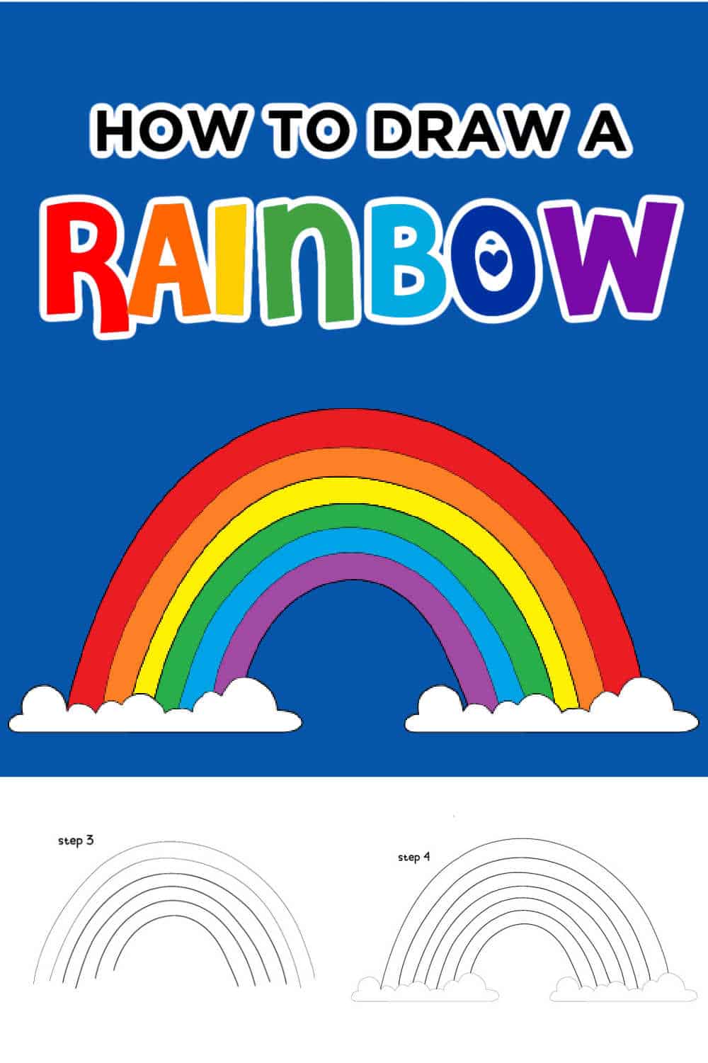 Cute Drawing of a Rainbow with 7 Vibrant Colours Stretched between 2  Clouds. Drawing Illustration Stock Illustration - Illustration of clouds,  rainbow: 233822703