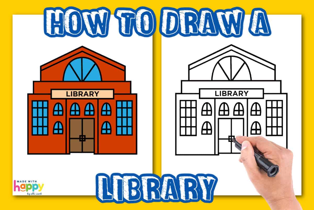 library drawing easy