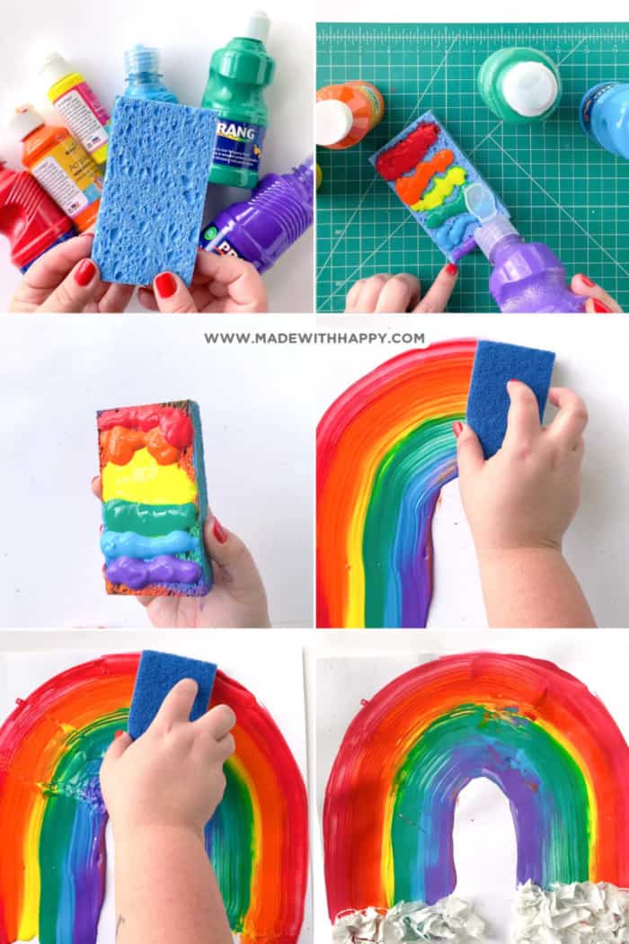 Make a Rainbow Sponge Painting Art Activity for Kids | Simply Bessy
