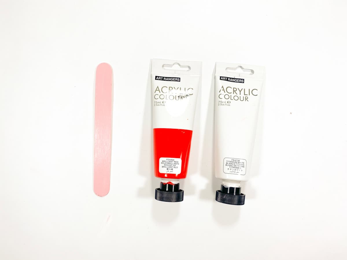 paint popsicle stick pink