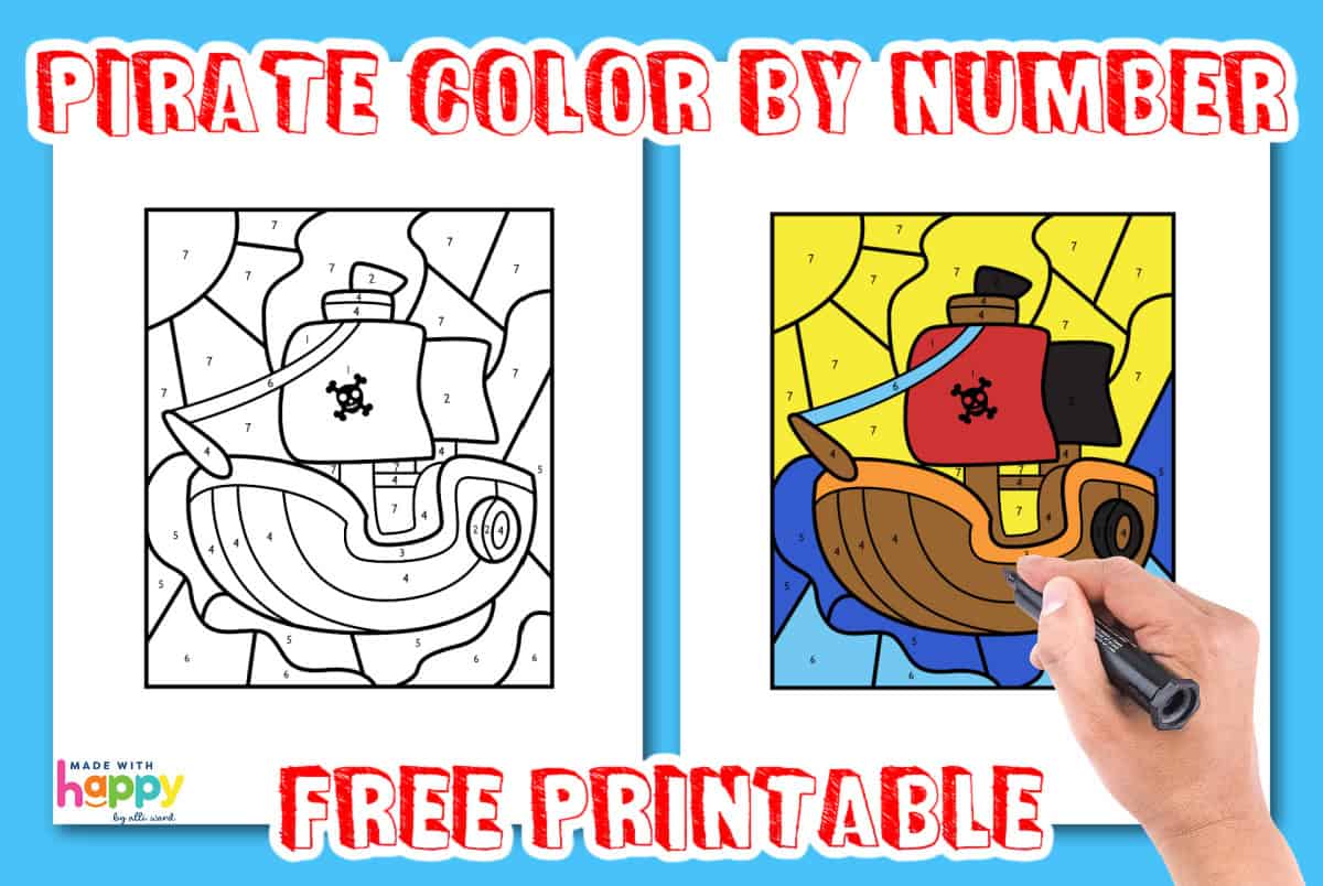 pirate color by number printable