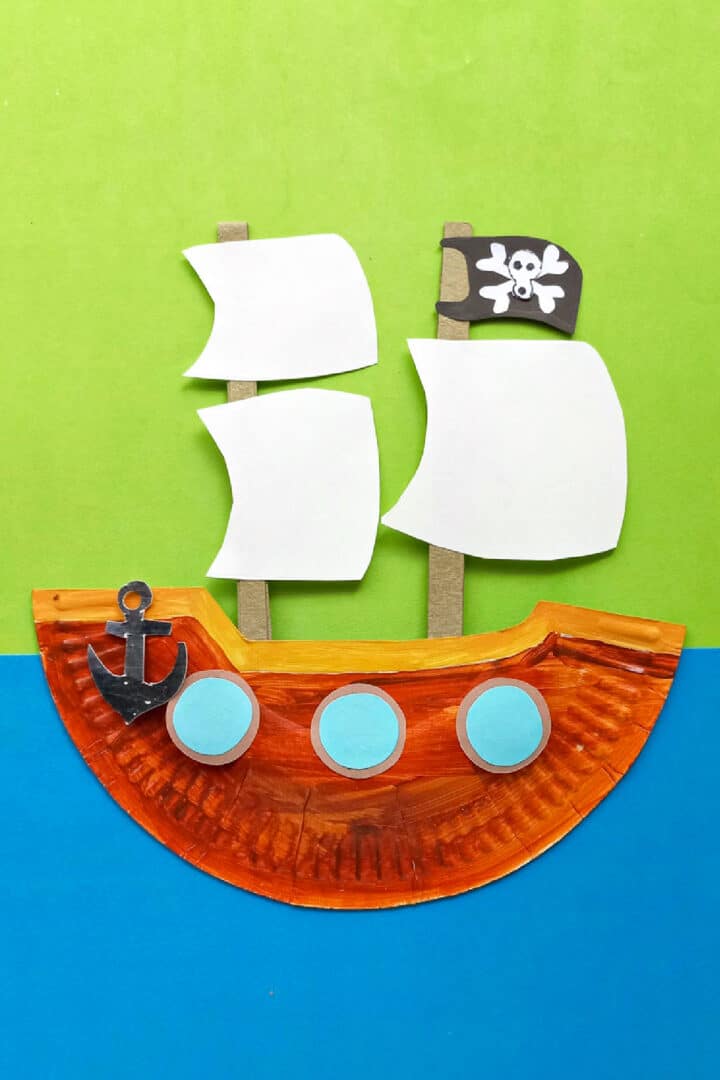 Easy Paper Plate Pirate Ship Craft For Kids - Made with HAPPY