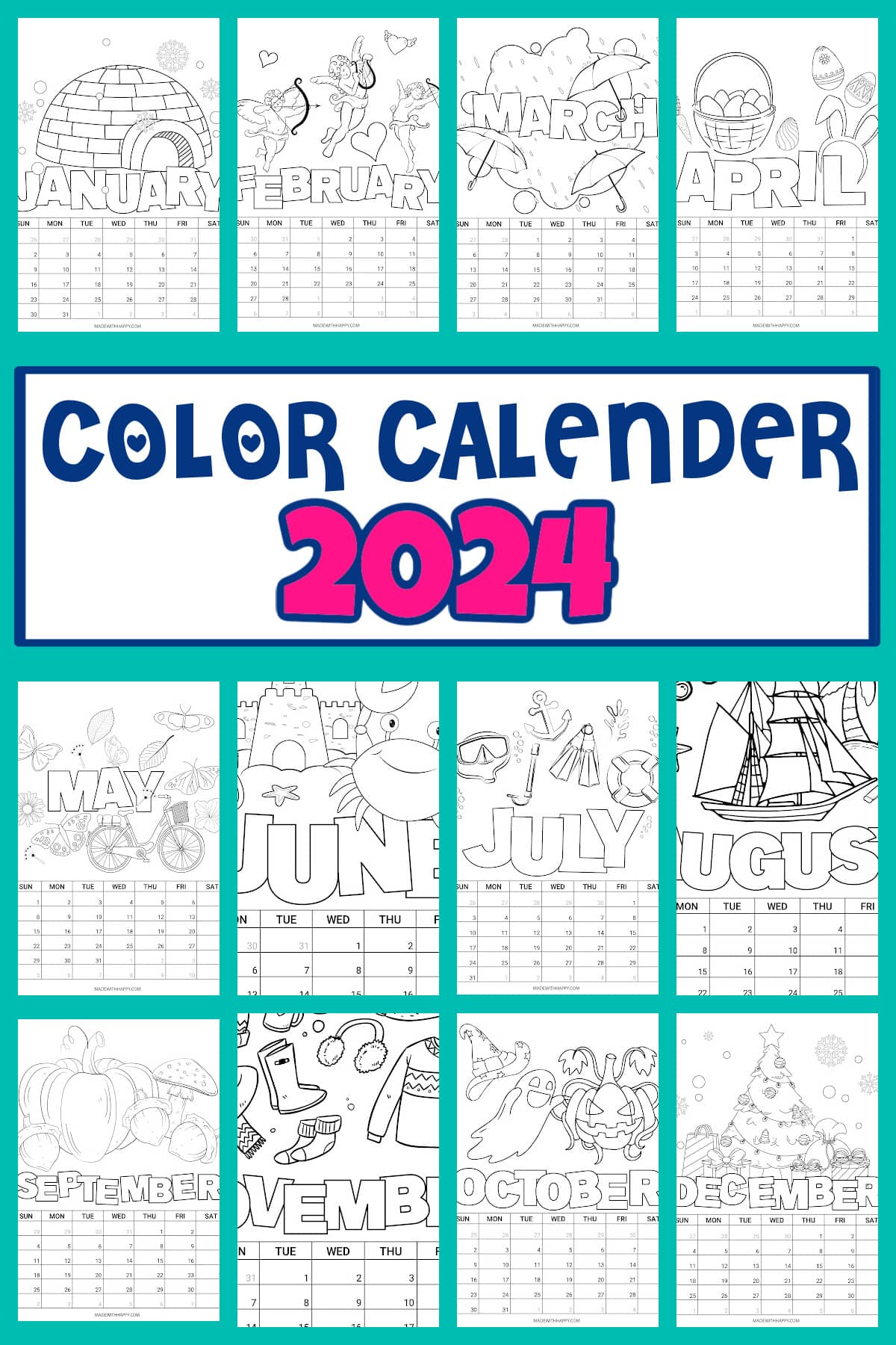 2024 Summer Calendar Coloring Pages Pdf Holidays 2024 Calendar