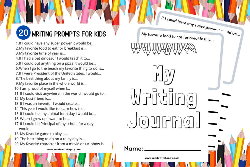 printable writing prompts for kids